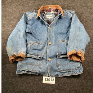 California Denim Barn Jacket Mens M Blue Good Vintage Corduroy Flannel Lined